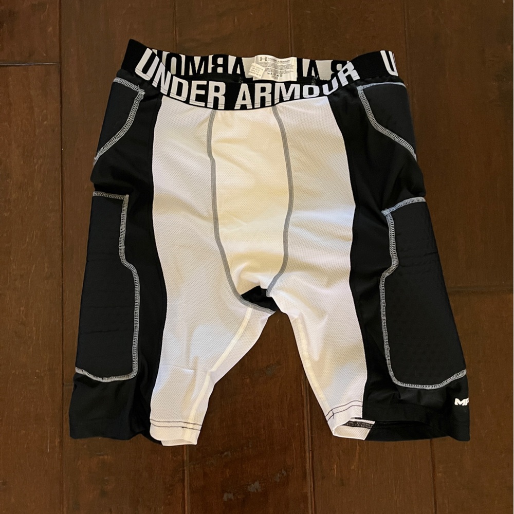 Under Armour Compression Shorts with Padding,  Black and White, Size Mens XL